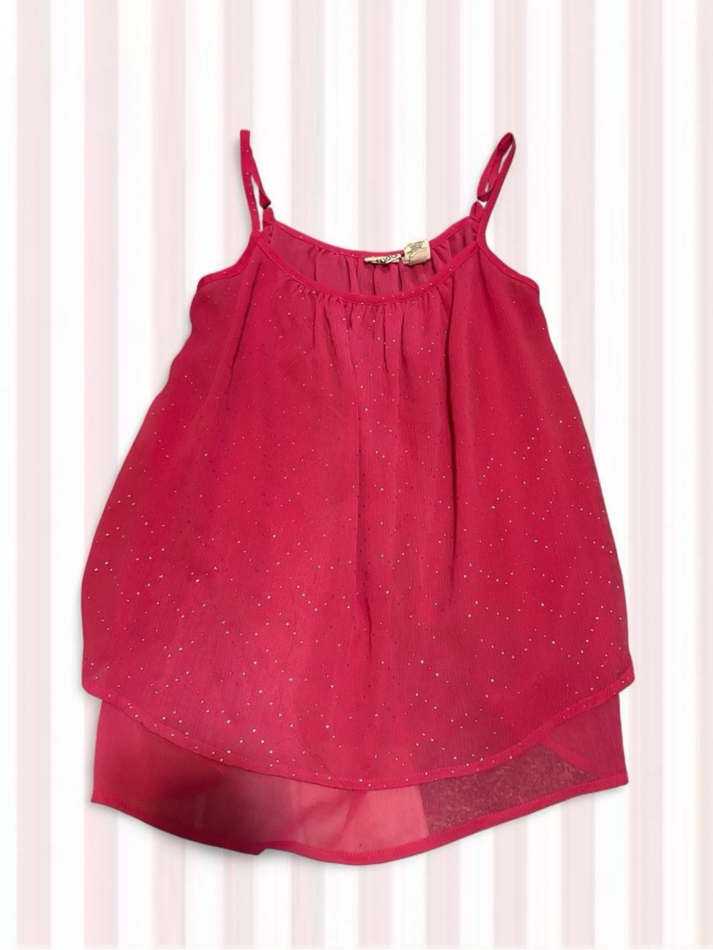 Mudd Fuchsia Sparkle Layered Spaghetti Strap Camisole